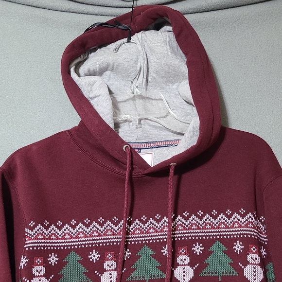 MBX Burgundy Women's Christmas Winter Hoodie with Snowman Design -Size Small - Picture 4 of 13